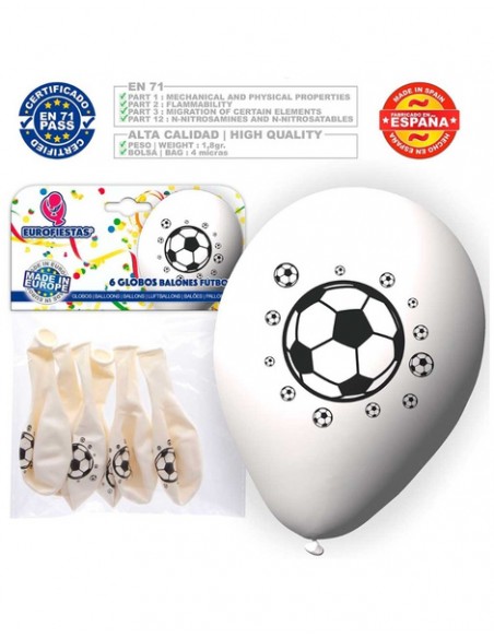 Globos Balones de fútbol blanco 6 uds.