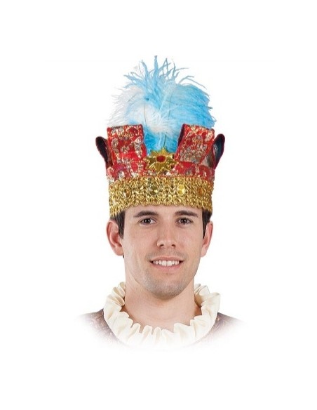 Turbante rey medieval con plumas