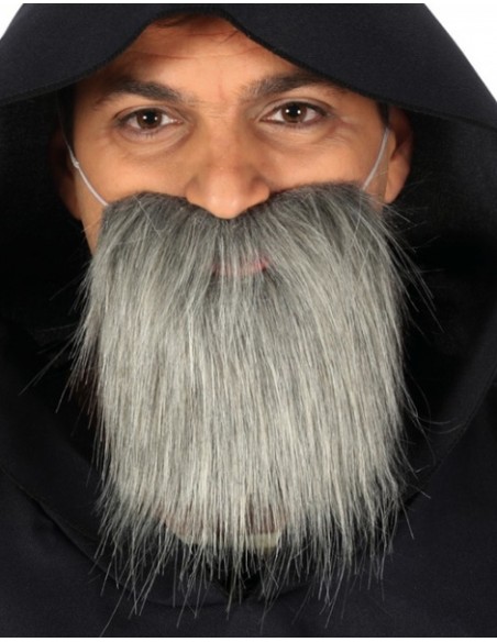 Barba con bigote gris mediana